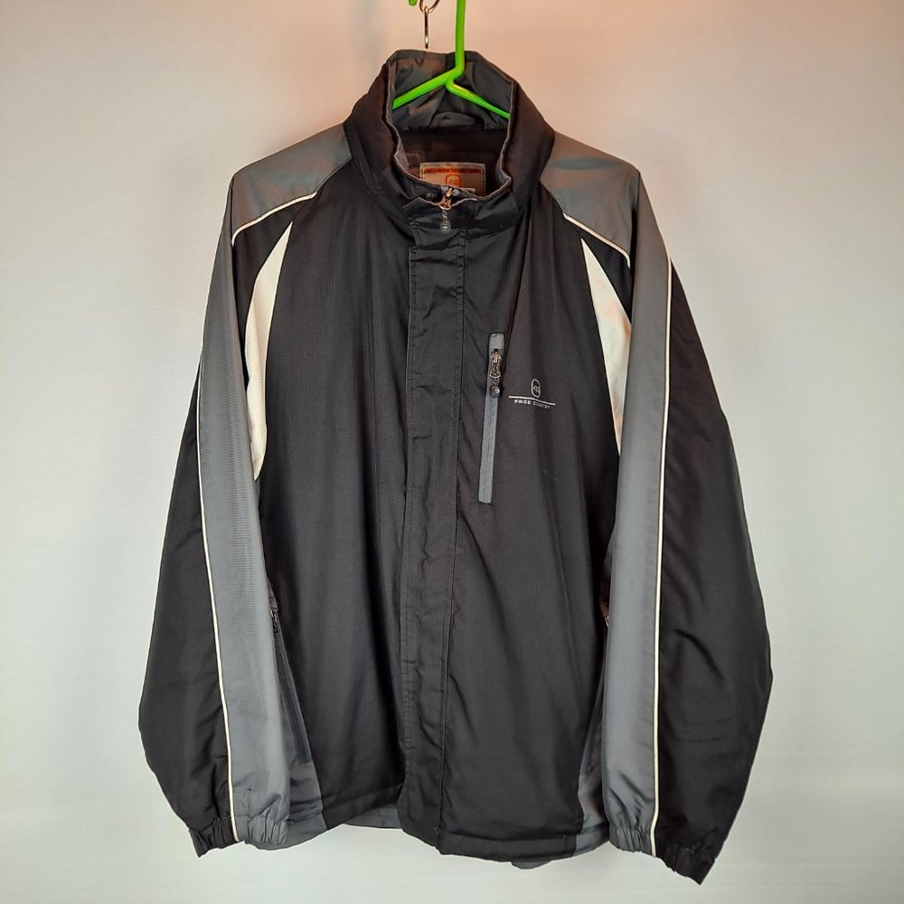Men's Free Country Nylon Wind / Rain Jacket Detachable Hood Size L